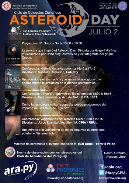 El “Asteroid Day” se celebra en la FIUNA este sábado 2 de julio