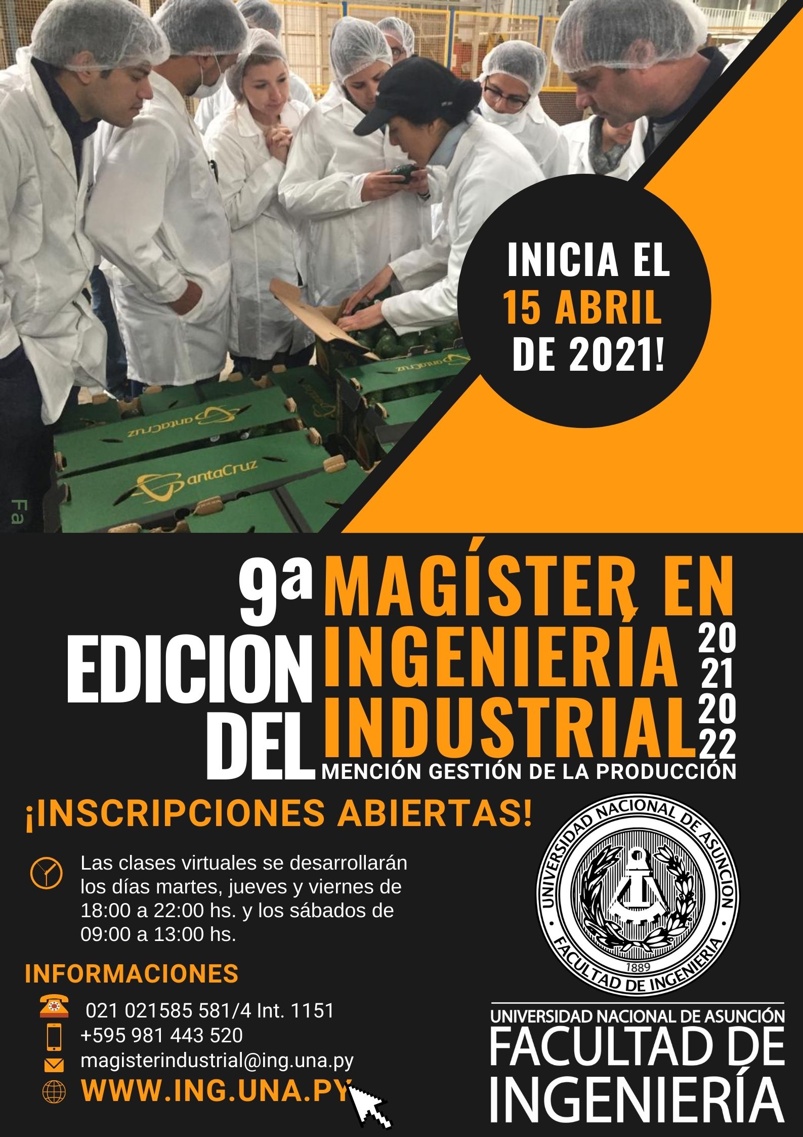 Inscripciones abiertas a la 9ª Edición del Programa de Magíster en Ingeniería Industrial Mención Gestión de la Producción 2021/2022