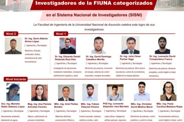 Investigadores de la FIUNA son categorizados en el Sistema Nacional de Investigadores (SISNI)